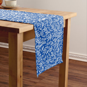 Caminho De Mesa Pequeno Padrão floral simples do fazendeiro em azul