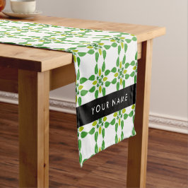 Caminho De Mesa Pequeno Padrão Folha, Folhas Verdes, Seu Nome