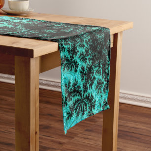 Caminho De Mesa Pequeno Padrão Fratural Verde abstrato Preto