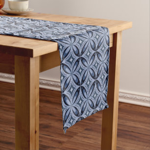 Caminho De Mesa Pequeno Padrão Geométrico Azul Estilo Retro