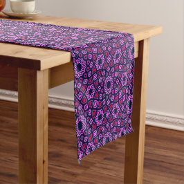 Caminho De Mesa Pequeno Padrão Geométrico com Tri-Hexago Truncado Roxo