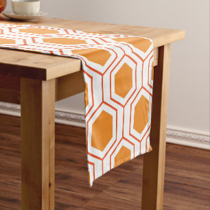 Caminho De Mesa Pequeno Padrão geométrico de abstrato hexágono em laranja