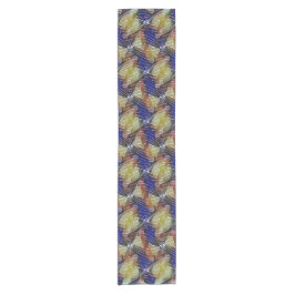 Caminho De Mesa Pequeno Padrão geométrico de onda azul e dourado abstrato