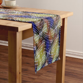 Caminho De Mesa Pequeno Padrão geométrico de onda azul e dourado abstrato