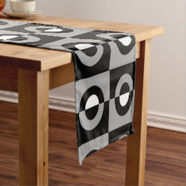Caminho De Mesa Pequeno Padrão geométrico preto, branco e Cinza