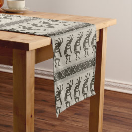 Caminho De Mesa Pequeno Padrão Kokopelli Aztec, Cinza E Preto