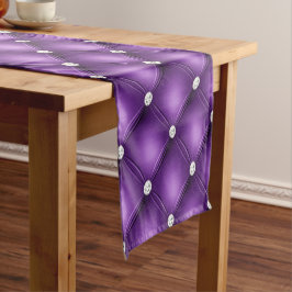 Caminho De Mesa Pequeno Padrão Luxuoso de Diamante Rebordado Roxo