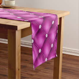 Caminho De Mesa Pequeno Padrão Luxuoso de Diamante Rosa Tuftado