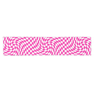 Caminho De Mesa Pequeno Padrão Magenta Cor-de-Rosa e Branco-Vermelho Chic
