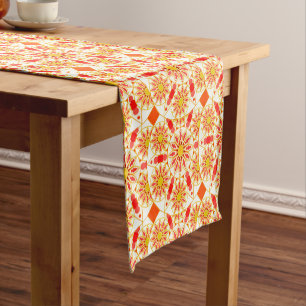 Caminho De Mesa Pequeno Padrão Mandala, Vermelho Brick, Ferrugem, Dourado