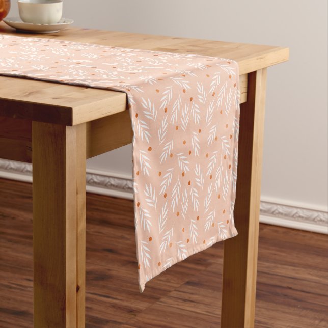 Caminho De Mesa Pequeno Padrão Moderno de Folhas Florais Apricot Rosa (No Local)