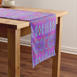 Caminho De Mesa Pequeno Padrão Ondulado de Mármore Trippy Magenta e Azul