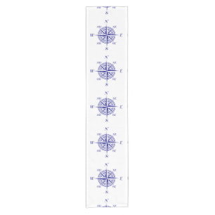 Caminho De Mesa Pequeno Padrão Rosa de Compass de Decoração Costeira Azul
