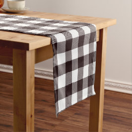 Caminho De Mesa Pequeno Padrão Rustic Black & White Flannel Xadrez