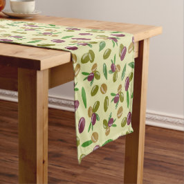 Caminho De Mesa Pequeno Padrão Rustic Olive and Olive Leaves