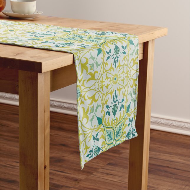 Caminho De Mesa Pequeno Padrão sem costura de teto William Morris em verde (No Local)