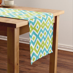 Caminho De Mesa Pequeno Padrão Tribal do Verde limão de Verão Aqua Blue Ik