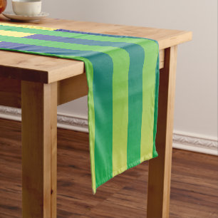 Caminho De Mesa Pequeno Padrão Verde Amarelo Azul Striped