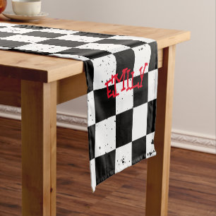 Caminho De Mesa Pequeno Padrão verificado retroativamente preto e branco