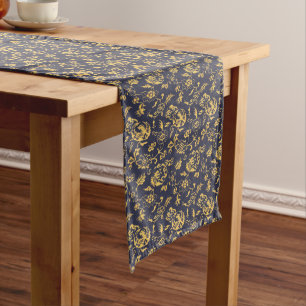 Caminho De Mesa Pequeno Padrão Vintage Japonês Dragões, Pássaros e Flores