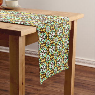 Caminho De Mesa Pequeno Padrão Vintage Yellow Blue Brown Barcelona