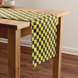 Caminho De Mesa Pequeno Padrão xadrez amarelo e preto