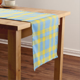Caminho De Mesa Pequeno Padrão Xadrez Azul Amarelo