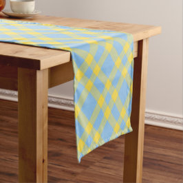 Caminho De Mesa Pequeno Padrão Xadrez Azul Amarelo