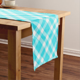 Caminho De Mesa Pequeno Padrão Xadrez Azul Branco