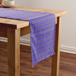 Caminho De Mesa Pequeno Padrão Xadrez Verde Roxo