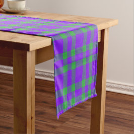Caminho De Mesa Pequeno Padrão Xadrez Verde Roxo