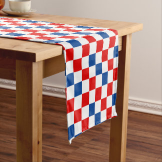 Caminho De Mesa Pequeno Padrão Xadrez Vermelho Branco Azul Design 