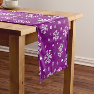 Caminho De Mesa Pequeno Padrões de neve em roxo