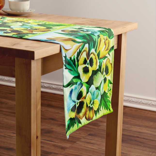 Caminho De Mesa Pequeno Painéis Verdes Exóticos de Aquarela (No Local)