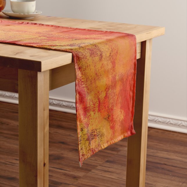 Caminho De Mesa Pequeno painted red yellow art abstract (No Local)