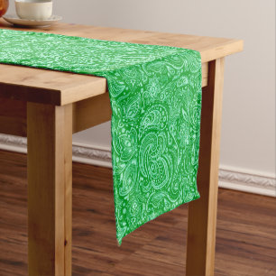 Caminho De Mesa Pequeno Paisley verde claro em verde