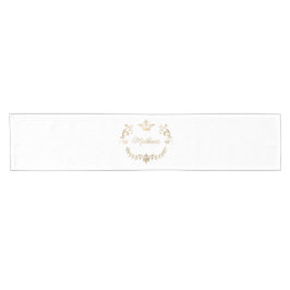 Caminho De Mesa Pequeno Paixão Branco e Dourado Personalizado