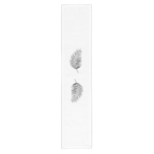 Caminho De Mesa Pequeno Palm Fronts Silhouettes Branco