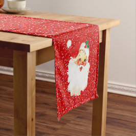 Caminho De Mesa Pequeno Papai Noel em Confetes Vermelhos Festivos Brilhant
