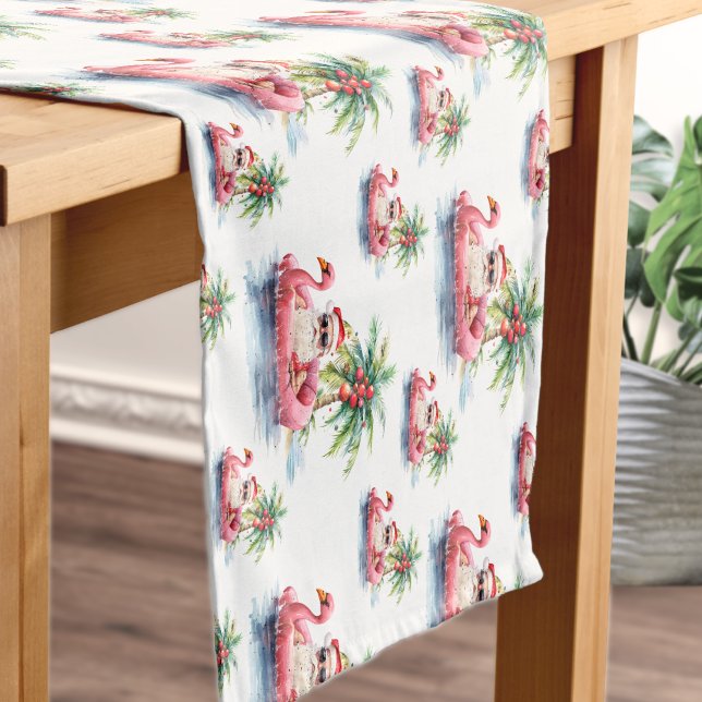 Caminho De Mesa Pequeno Papais noeis Praia Natal (Santa Beach Christmas Short Table Runner)