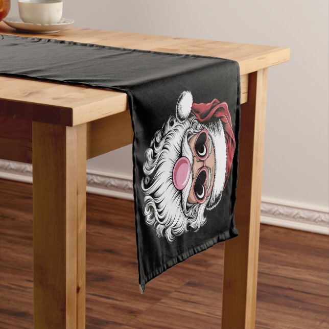 Caminho De Mesa Pequeno Papais noeis Retro com Óculos Soprando Bolha Natal (No Local)