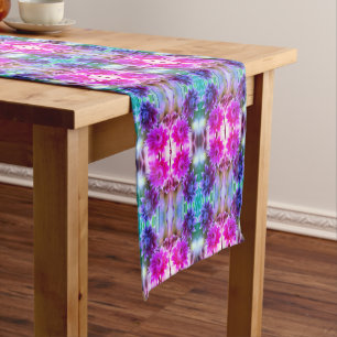 Caminho De Mesa Pequeno Par De Flor Vermelho E Branco, Com Abstrato De Art