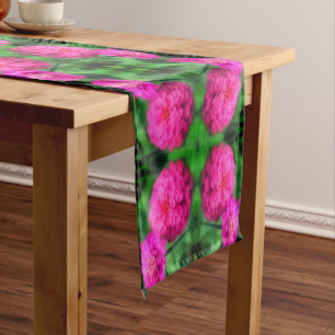 Caminho De Mesa Pequeno Par de Flor Zinnia Rosa Fechar Padrão Abstrato