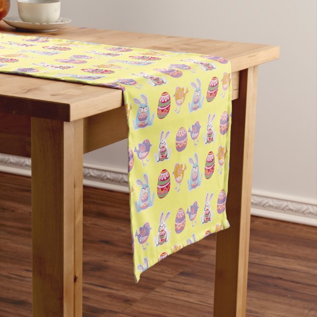 Caminho De Mesa Pequeno Páscoa Padrão Pastel Mesa Amarelo Runner (No Local)