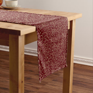 Caminho De Mesa Pequeno Passe de mesa com rolos em Borgonha