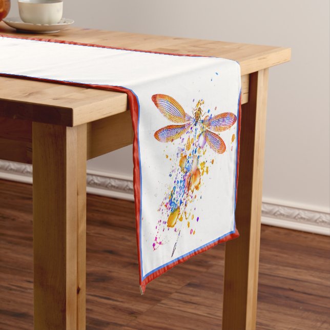 Caminho De Mesa Pequeno Passe de mesa curto com respingos de libélula (No Local)