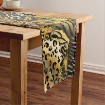 Pele selvagem de ouro de animal preto padrão-impre