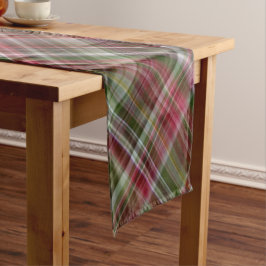 Caminho De Mesa Pequeno Pequena Xadrez Vermelha e Verde