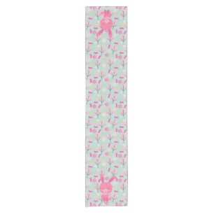Caminho De Mesa Pequeno Pernalas e Flores Rosa
