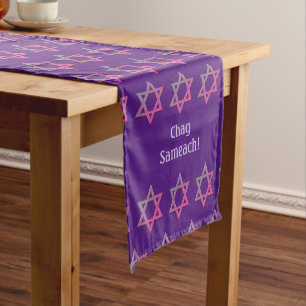 Caminho De Mesa Pequeno PERSONALIZÁVEL Roxo Elegante  Estrela de David